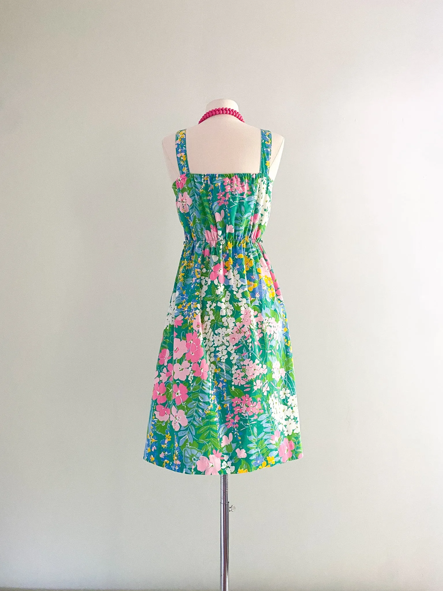 1970's Sweet Meadow Cotton Sundress By Jones / Sz S