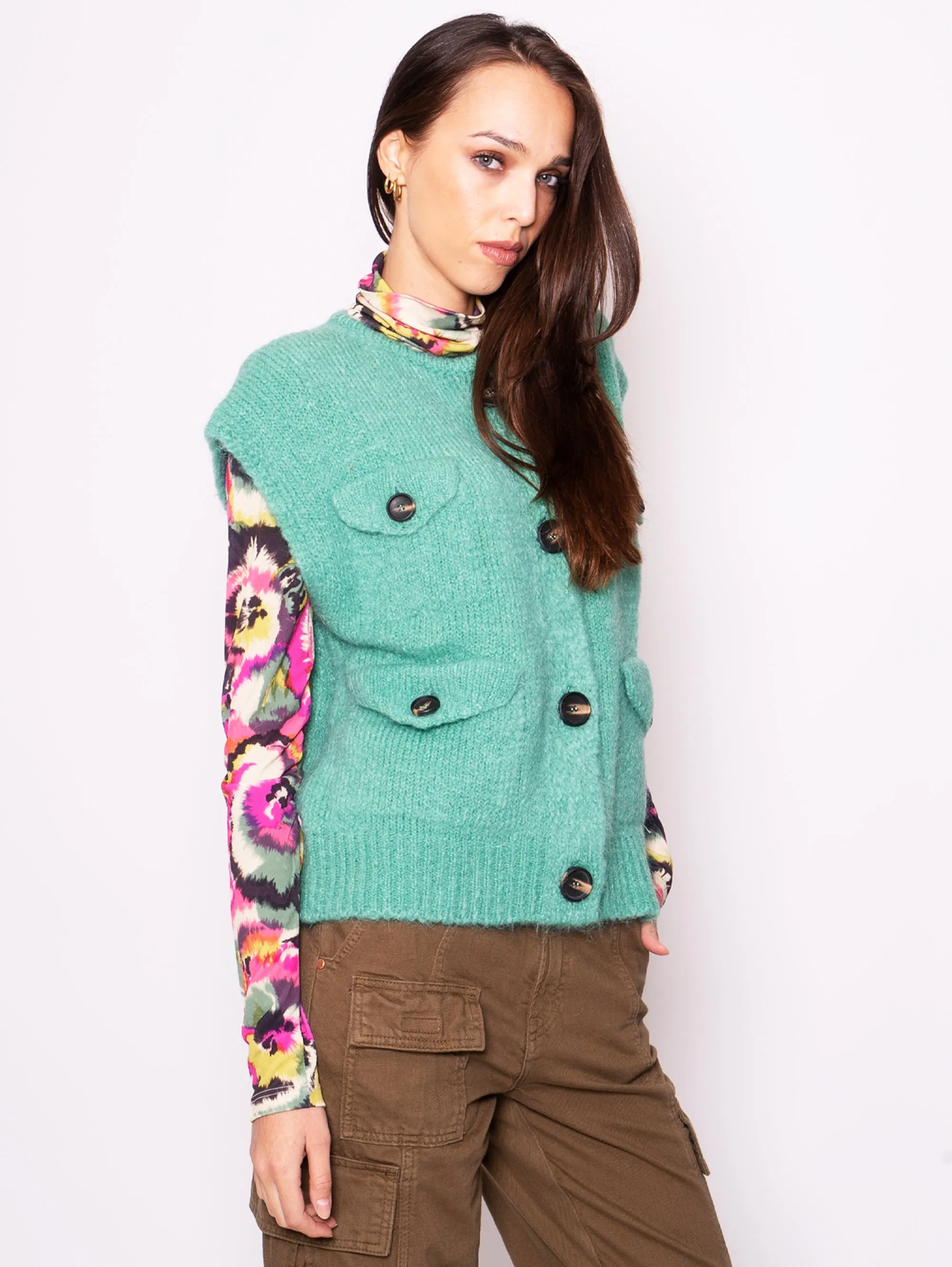 Cardigan in Misto Mohair Verde